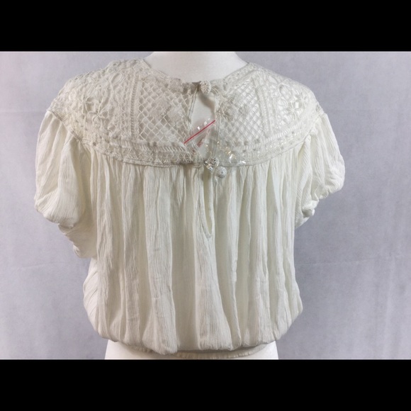 Free People Gauze Crochet Top With Elastic Bottom - Picture 4 of 11